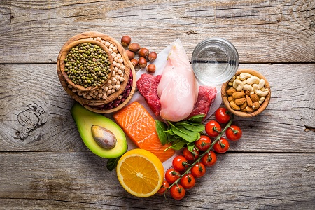 healthy food in the shape of a heart.